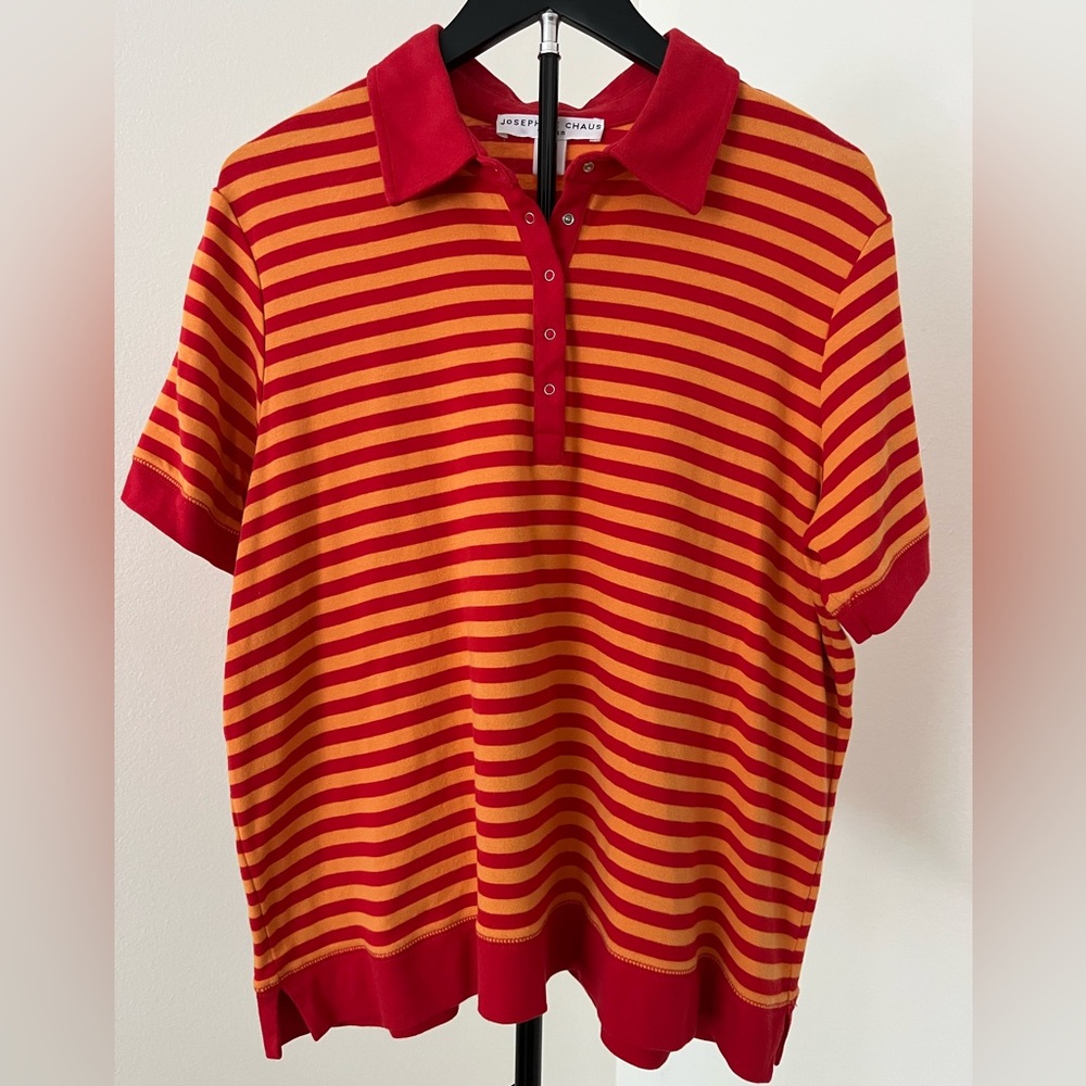 🌞 Josephine Chaus Bold & Bright Striped Polo Top — Size 1X